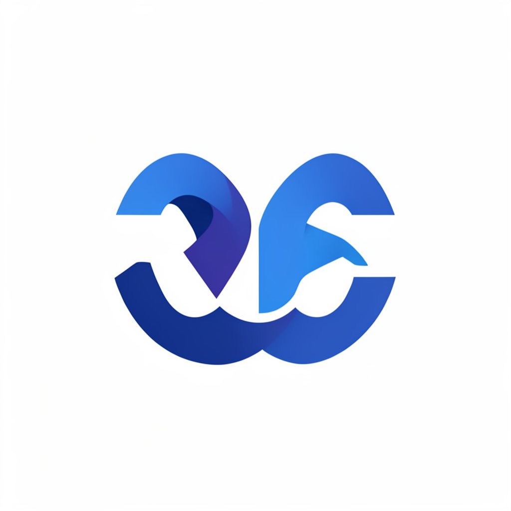 Flat geometric logo icon in navy and cyan color scheme